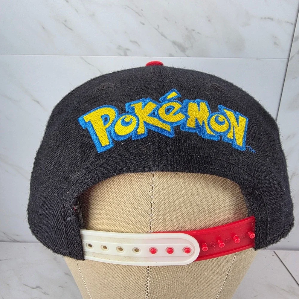 Pokemon Snapback Hat Black Multi Character Print Pokeball Patch‎ Cap